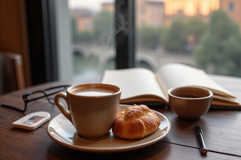 Caffè e brioche per scienziati CNR vicino al Tevere
